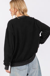 Sage + Fig USA Letter Patch Round Neck Sweatshirt - Cozy & Stylish Casual Wear